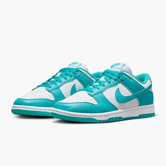 Nike Dunk Low Womens Teal Sneakers Shoes Customized with Swarovski Crystals - Picture 5 of 6